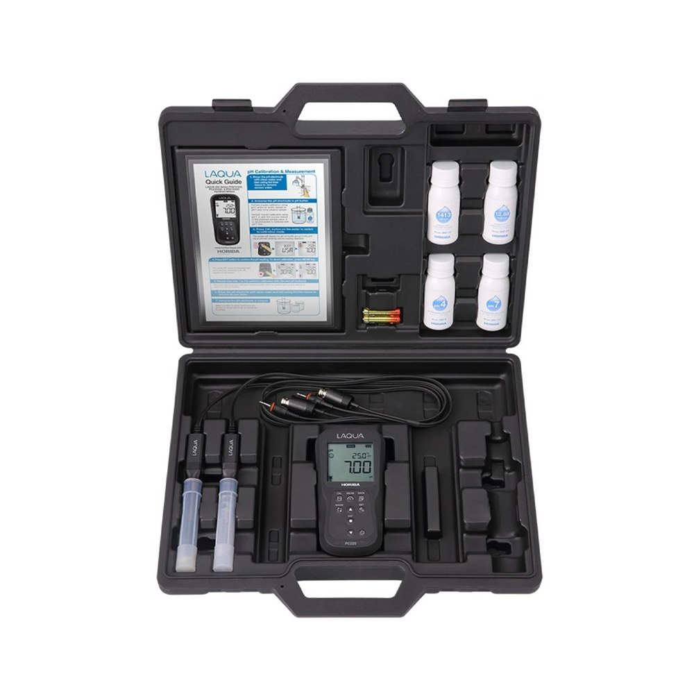 Máy đo pH / thế ôxy hóa khử (ORP) / độ dẫn / tổng hàm lượng chất rắn hòa tan (TDS) / điện trở / độ mặn cầm tay – PC210-K – Horiba